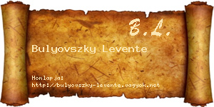 Bulyovszky Levente névjegykártya
